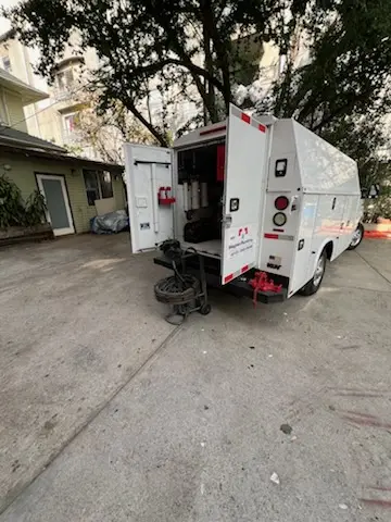 Magnet Plumbing service vehicle on-site for Sewer Line Repair in Cypress